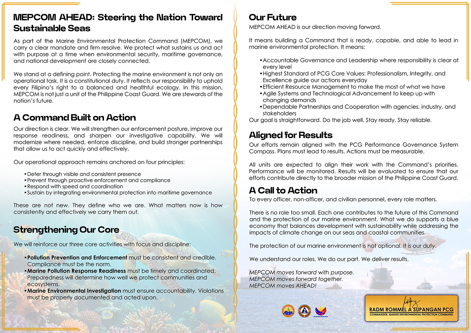 RADM SUPANGAN PCG Message